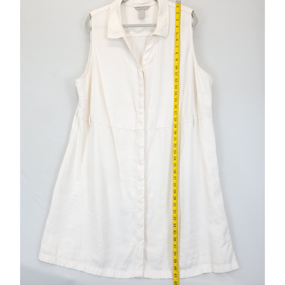 H & M Shift Shirt Dress Collared Button Up Women XXL Off White Minimalist Causal - Picture 4 of 12